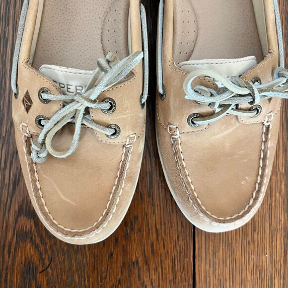 Sperry Top Sider Angelfish Linen Oat Beige Women Memory Foam Boat Shoes: Sz 9.5 - Picture 4 of 10